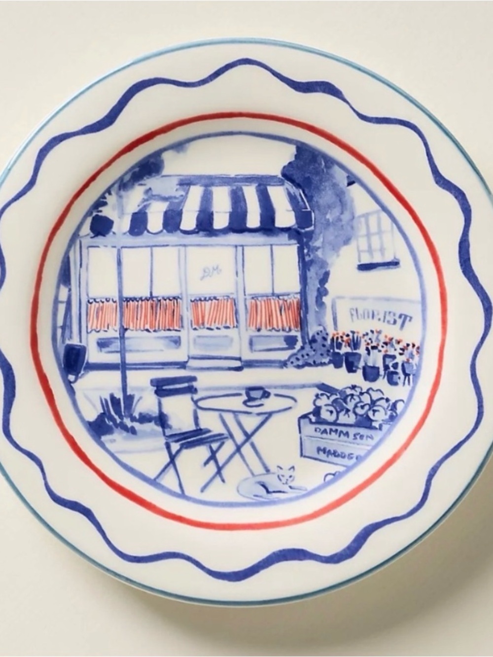 Anthropologie Damson Madder Dessert Plate Flower Shop Florist Floral New